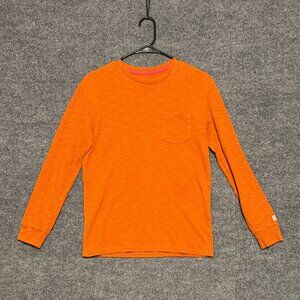 Topo Designs Mens Pocket Sweatshirt Orange Long Sleeve Shirt Size S Made in USA